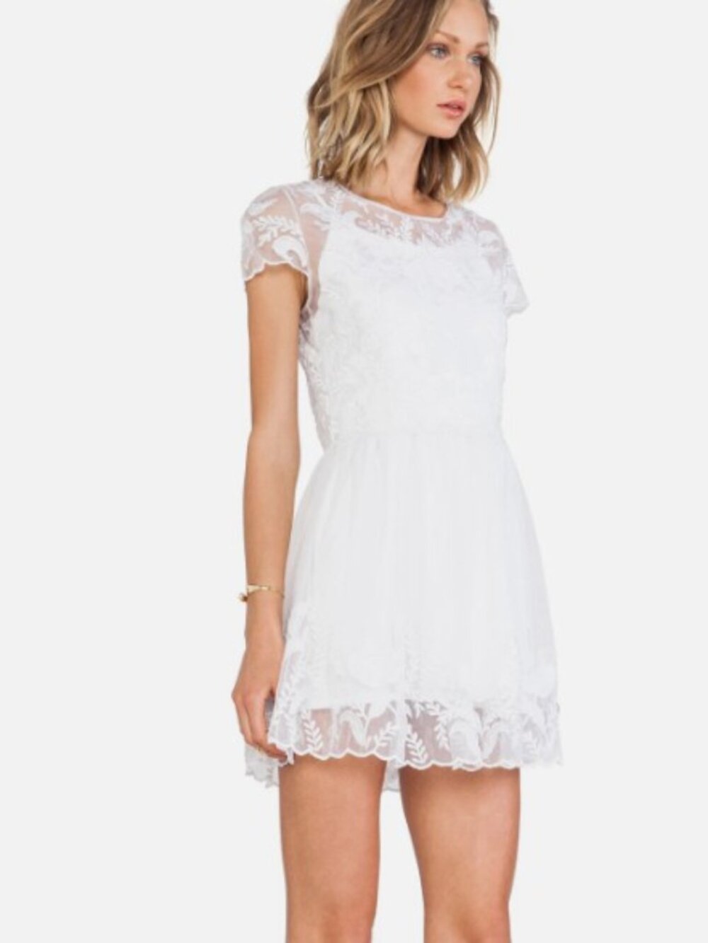 Lovers + Friends Womens Only The Young White Lace Mini Dress S